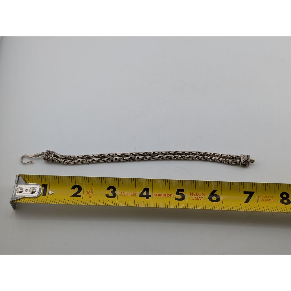 Sterling Silver Multi Chain Braided Bracelet 7 Inch Vintage Style - Picture 2 of 8